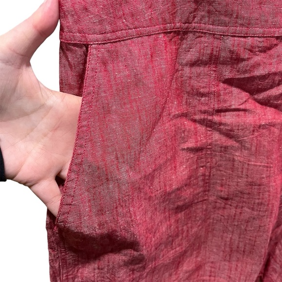 SOFT SURROUNDINGS ~ Red Cotton Linen Blend Shorts with Buttons on Sides 1X - Picture 3 of 11